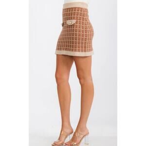 WOMEN'S ELASTIC WAIST PLAID MINI SKIRT by ENTRO SIZE S